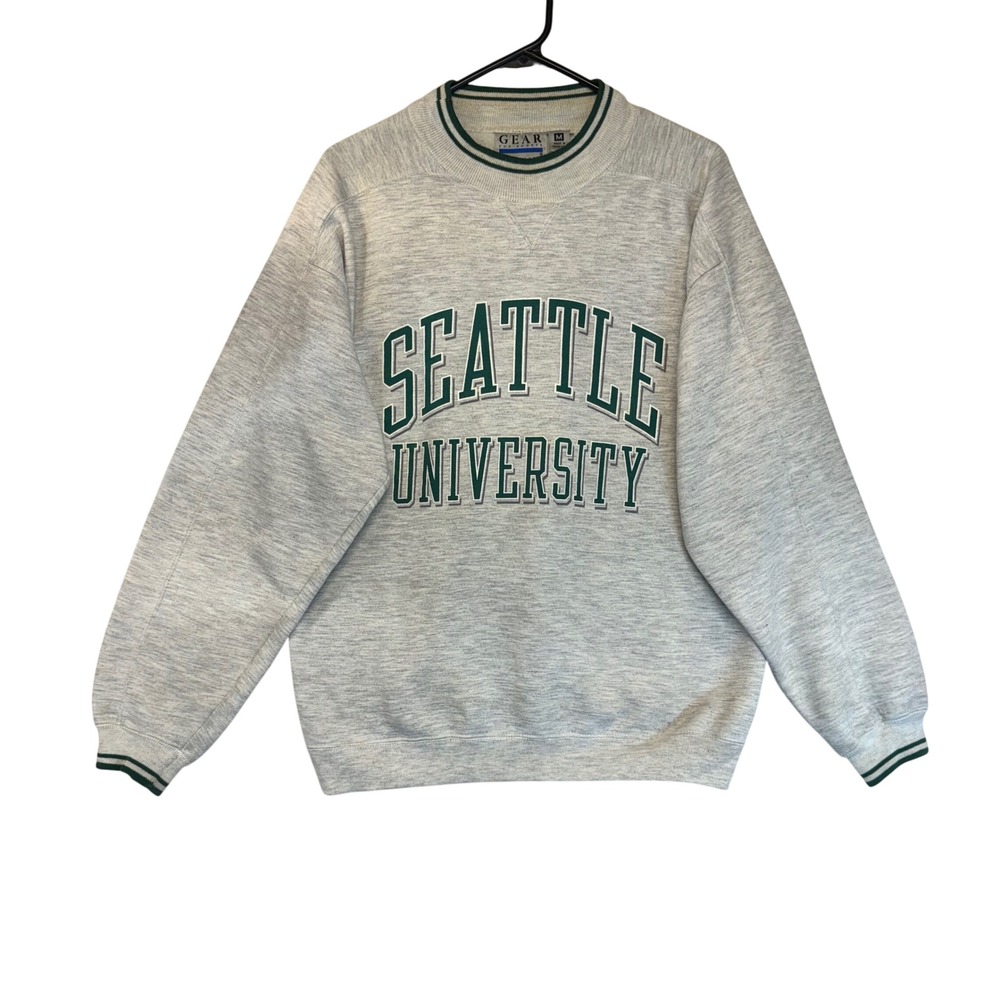 Vintage 90s Seattle University Sweatshirt Gray Crewneck Pullover Comfy Campus M‎